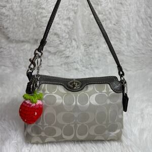 y2k COACH Gray Signature Canvas Mini Purse / Wristlet